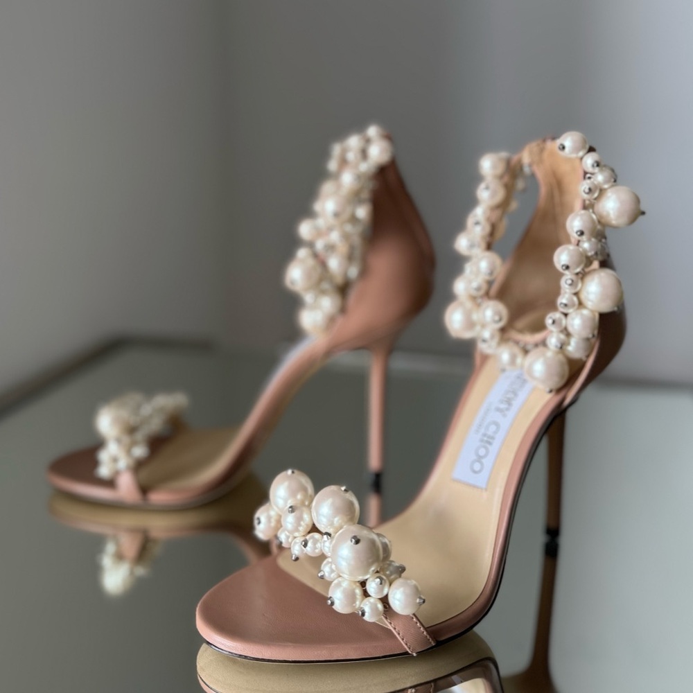 New JIMMY CHOO Maisel 100 pearl-embellished leather heeled sandals 36 $2,295 - Picture 4 of 12